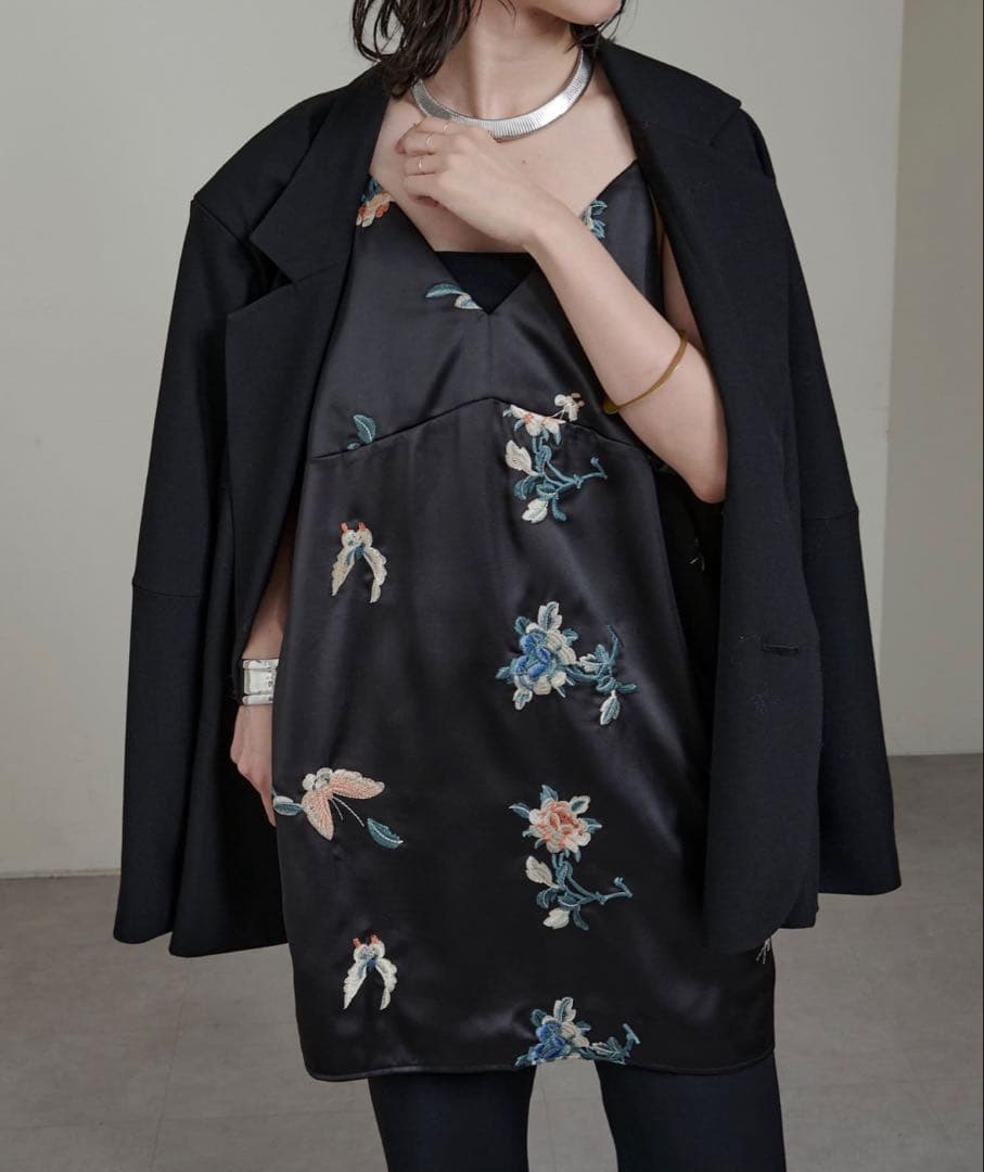 Omekashi （オメカシ）レイヤードキャミチュニック ブラック