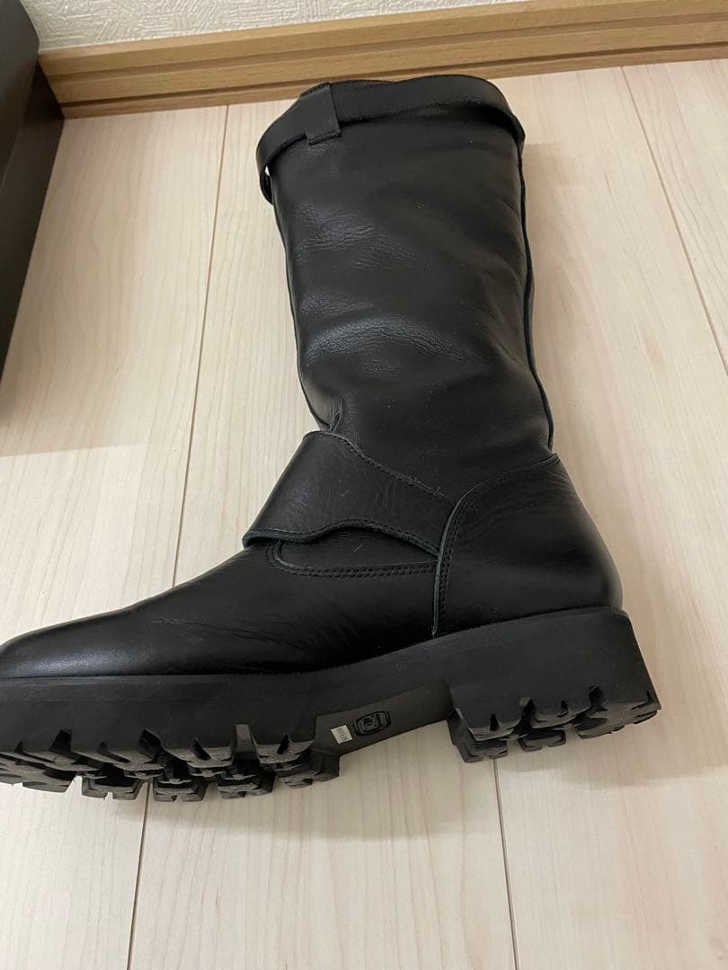 Y's バックル付きブラックレザー ロングブーツ　24.5〜25㎝　XL ワイズ