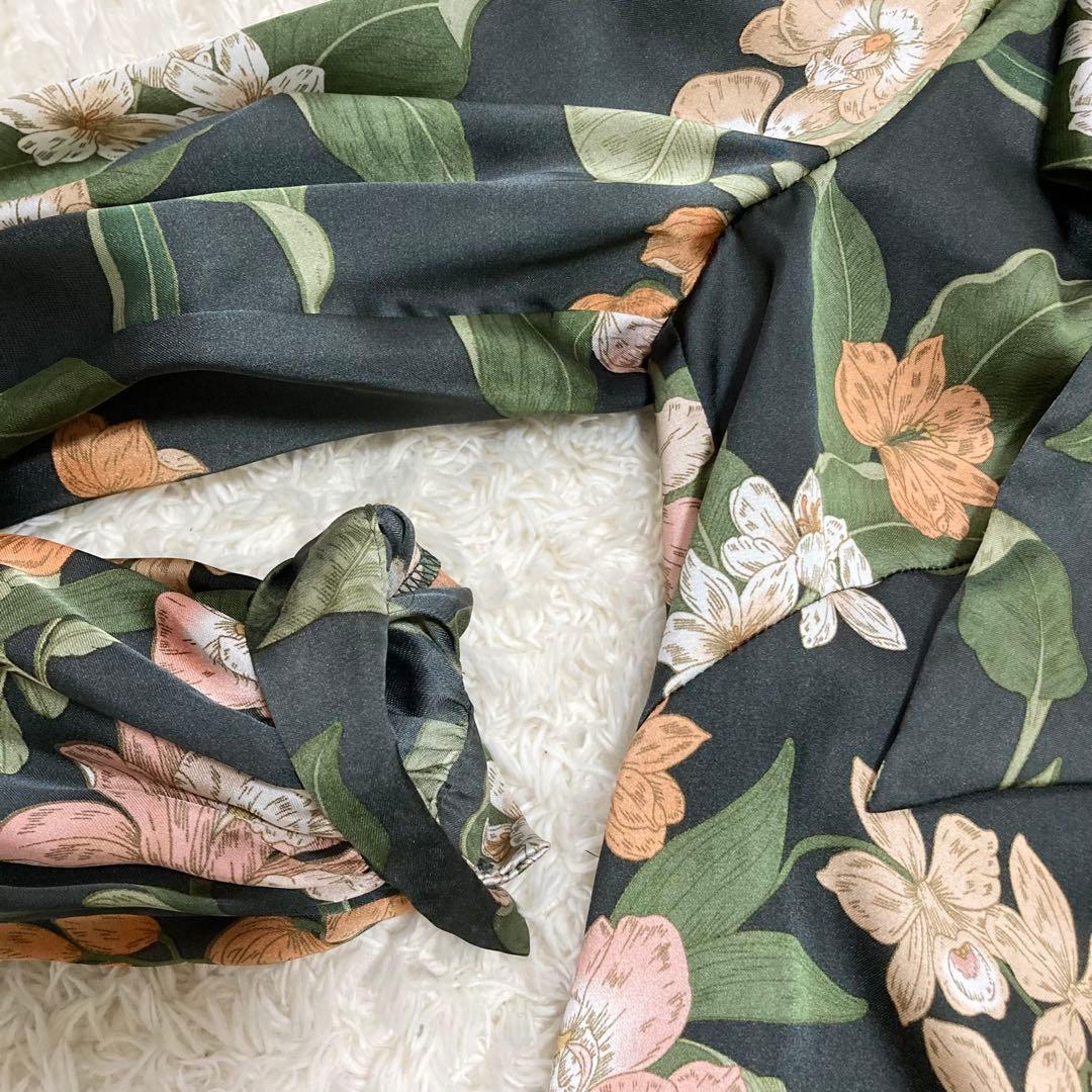 極美品✨ソブ 花柄プリントボウタイブラウス 2.7万 ボタニカル リボン 緑