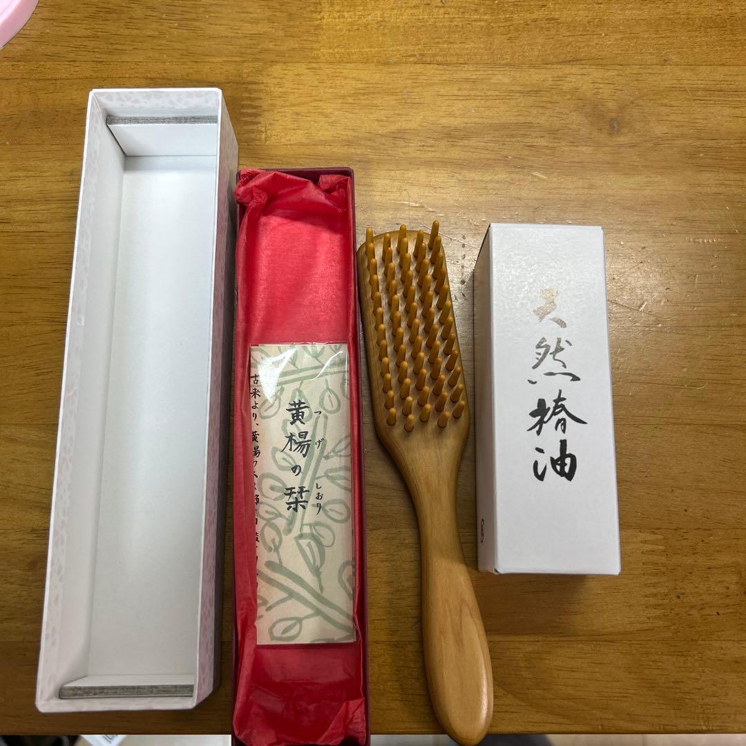 別府つげ工芸　つげブラシ　5列　椿油付き　新品　頭皮ケア　つげ櫛