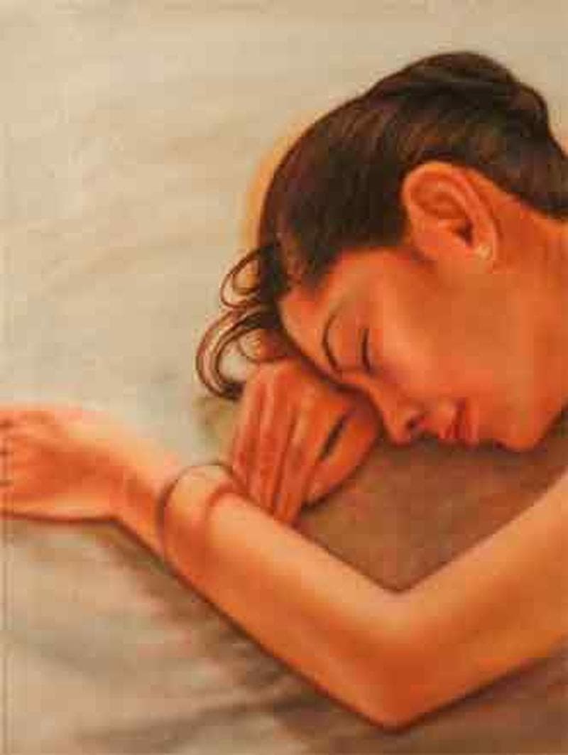 小磯良平　油彩　肉筆『バレリーナの休息』表と裏サイン　鑑定　P8　額無　b379