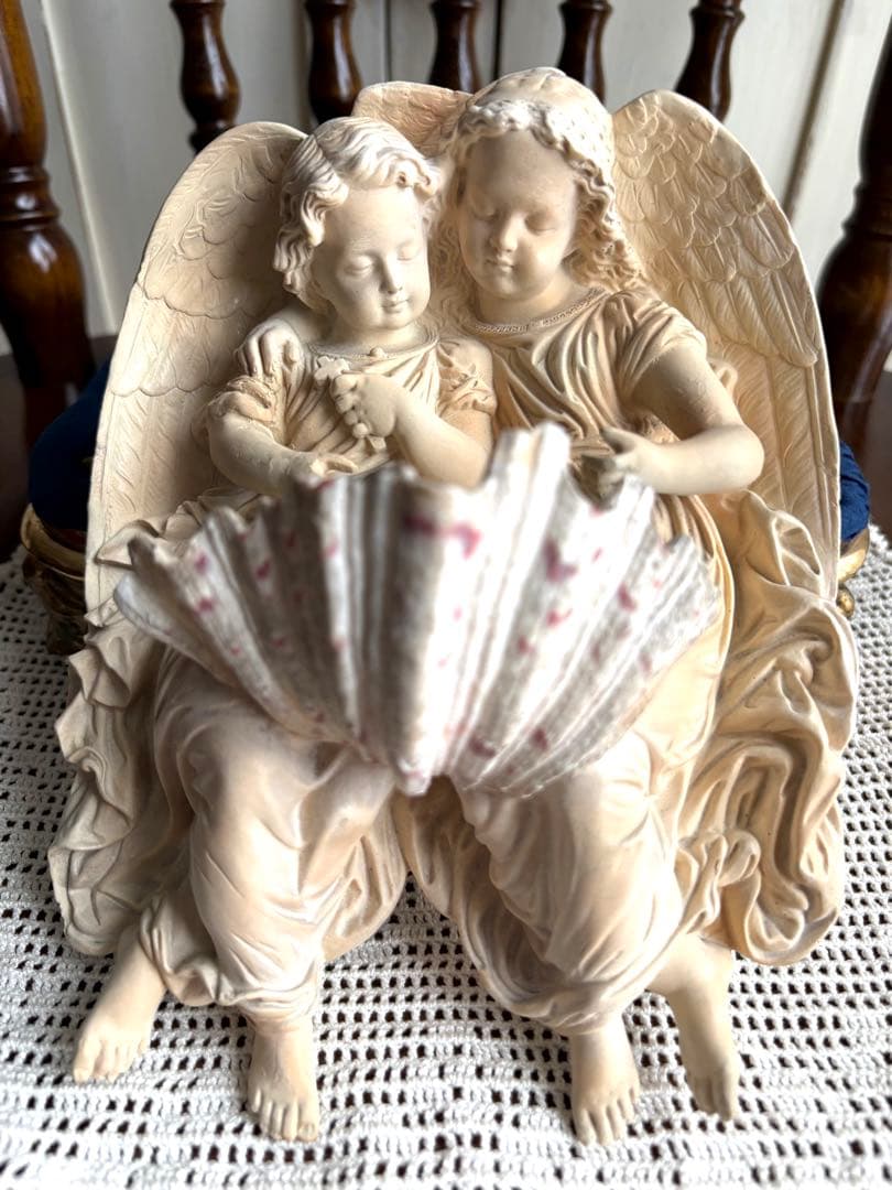 ♡フランスアンティーク　二人の天使の聖水盤　ベニティエ　エンジェルウィング　聖杯