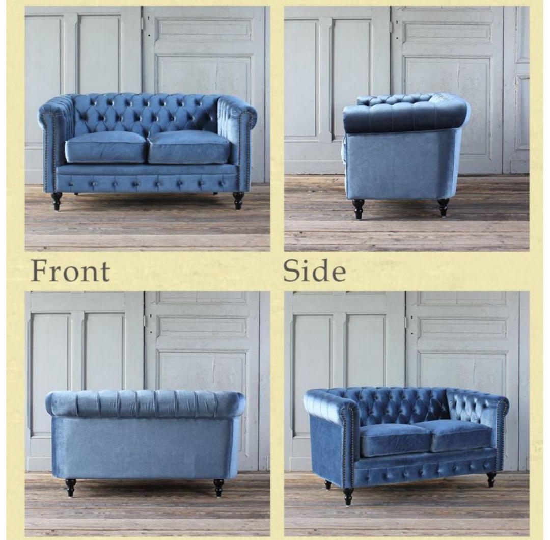 高級ソファ　直接取引限定　チェスターフィールド ソファ 本物 鋲打ち