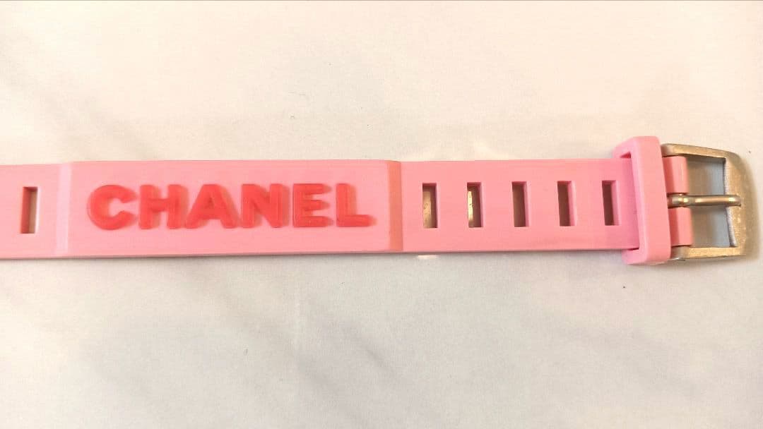 ★美品★CHANEL シャネル ピンク ラバーベルト ラバーブレスレット