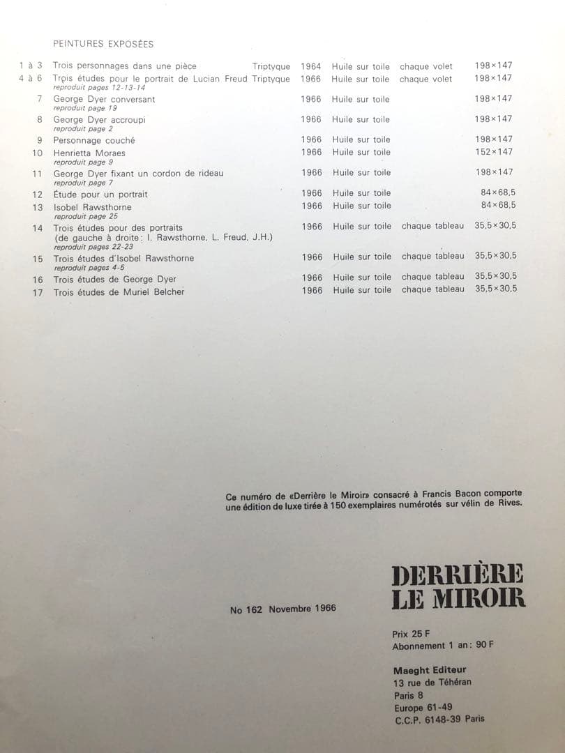 Derrière le Miroir No.162 Francis Bacon