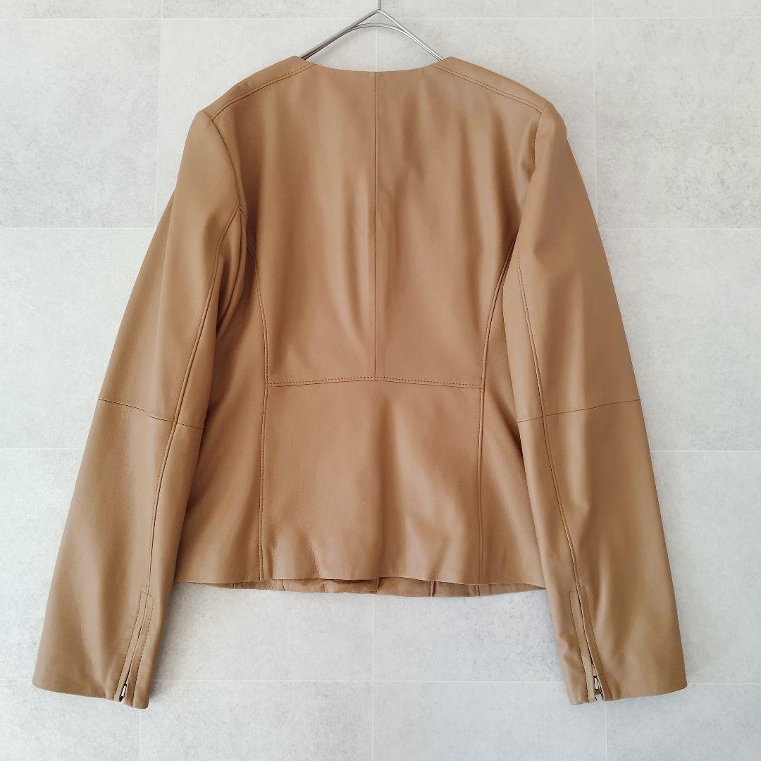 美品！ アンタイトル ライダースジャケット ラムレザー ノーカラー