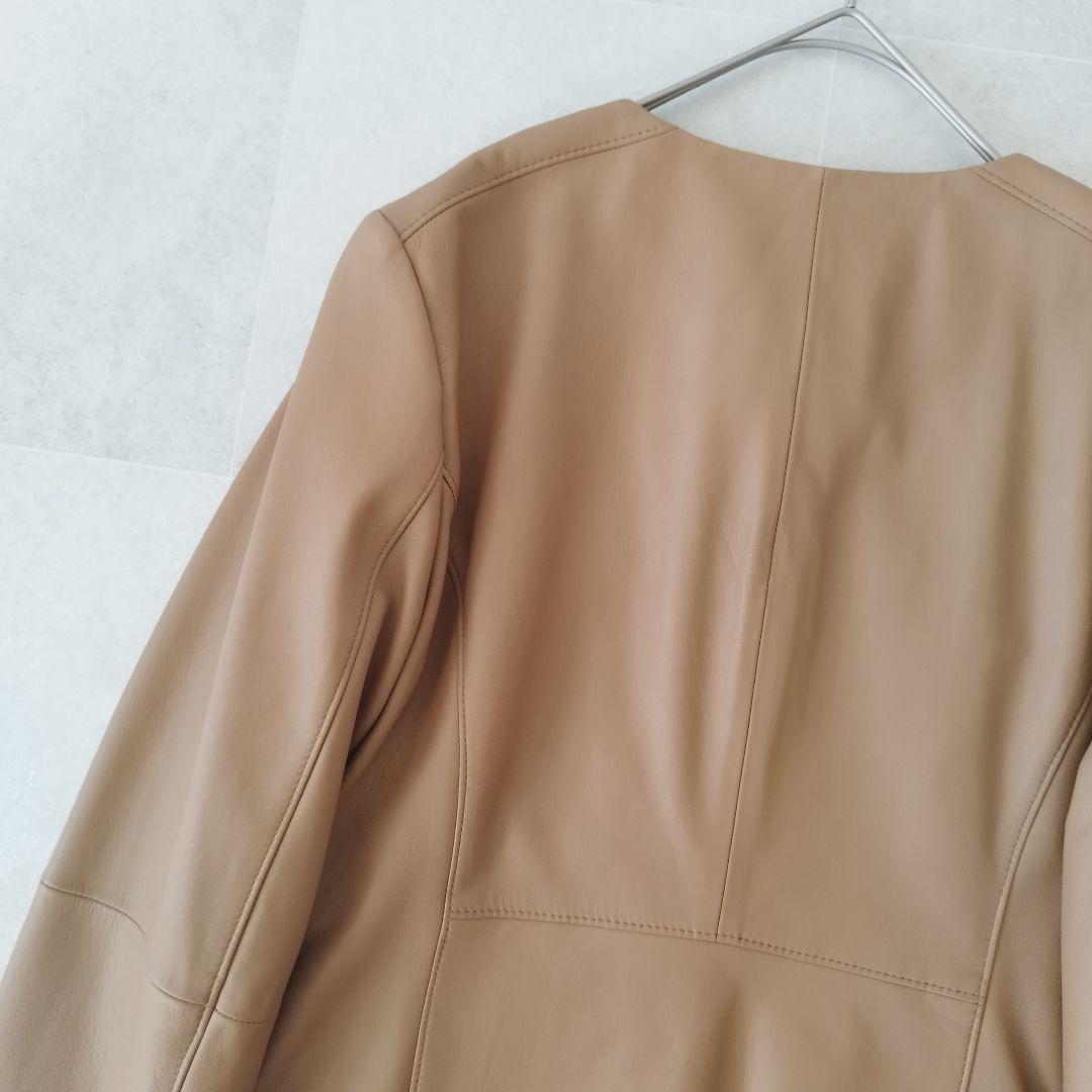 美品！ アンタイトル ライダースジャケット ラムレザー ノーカラー