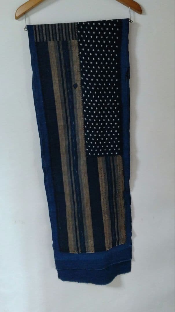 古布　襤褸　ストール　刺し子　パッチワーク 　雪ん子　藍染　型染　籠カバー　柿渋