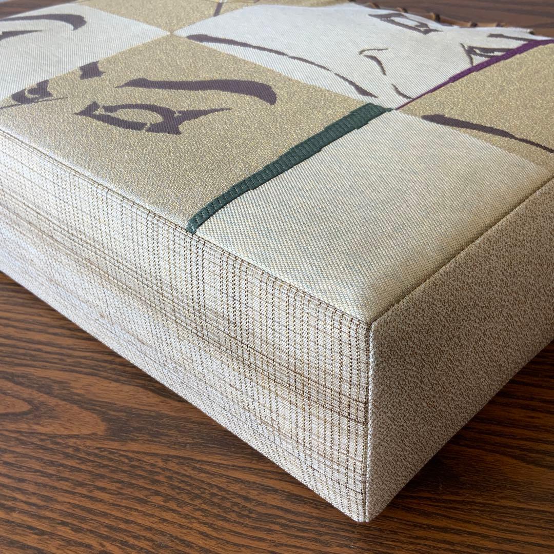 男前な歌舞伎柄の帯　リメイク　バンブーハンドルバッグ　通しマチタイプ