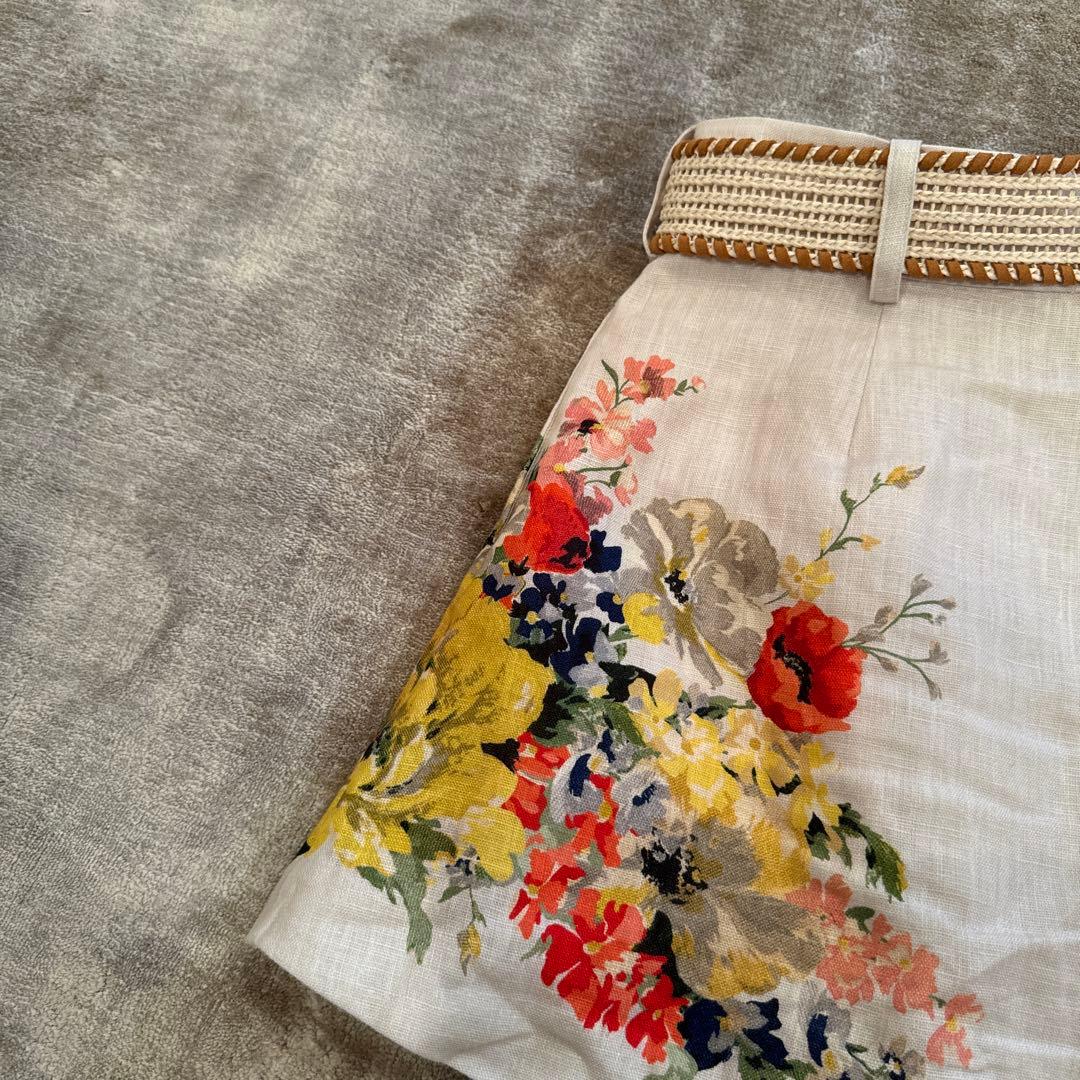 ジマーマン Zimmer mann 花柄リネンショートパンツ ベージュ