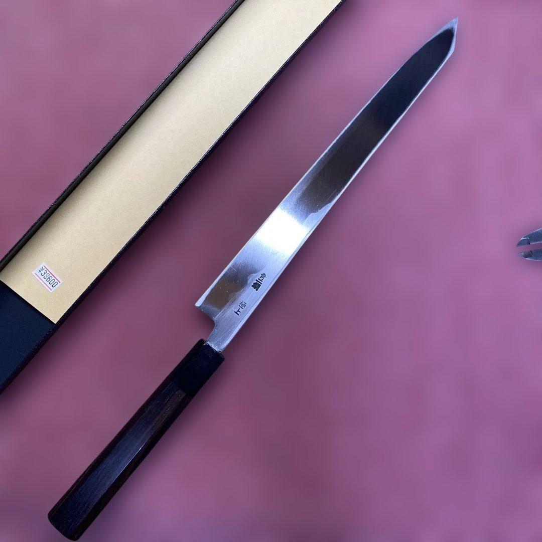 青二鋼　勘所切付柳刃包丁　300㎜ 尺0寸