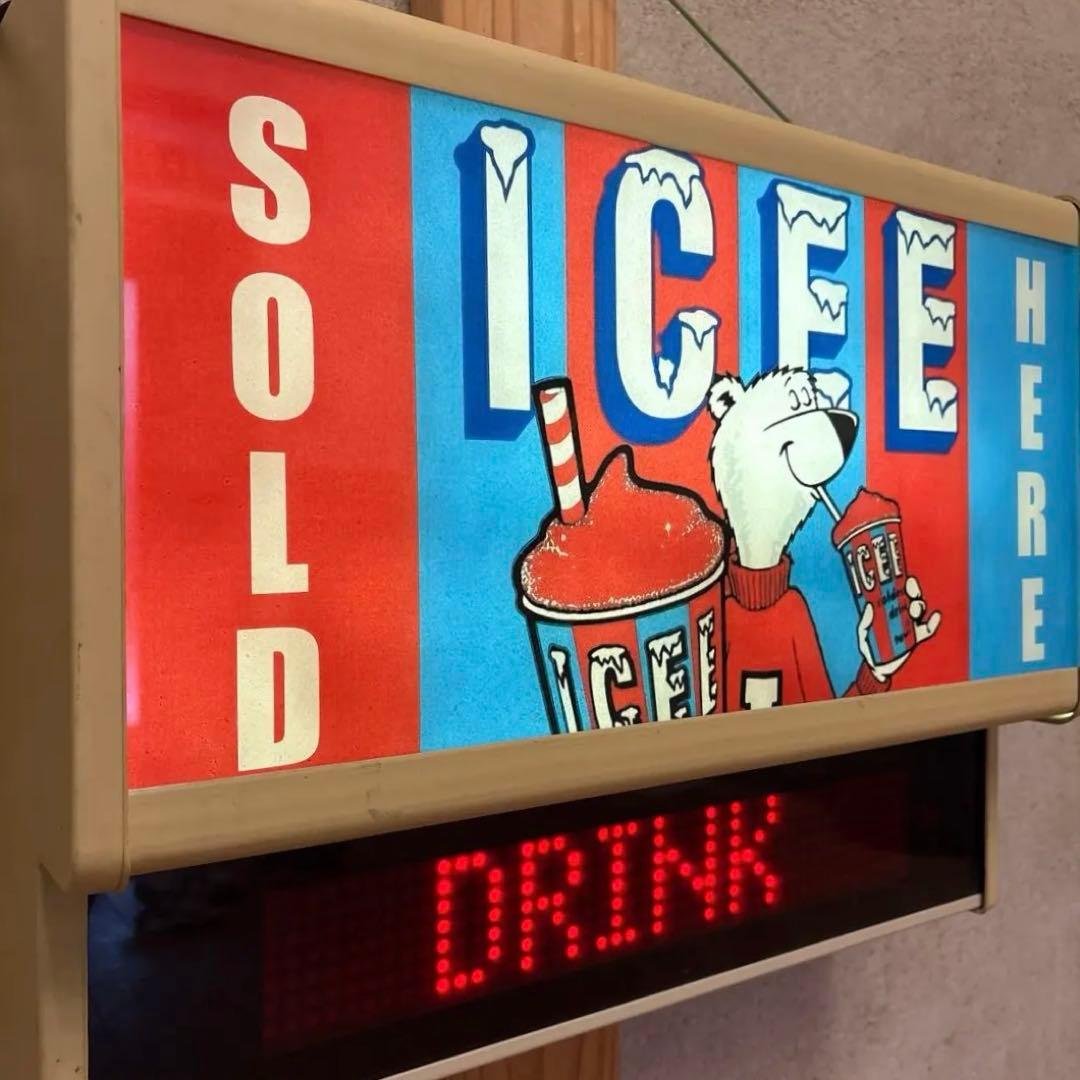80年代　アイシーベア　モーション　看板　ランプ　ネオンサイン　USA アメトイ