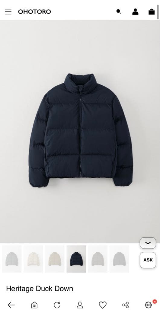 OHOTORO Heritage Duck Down ネイビー