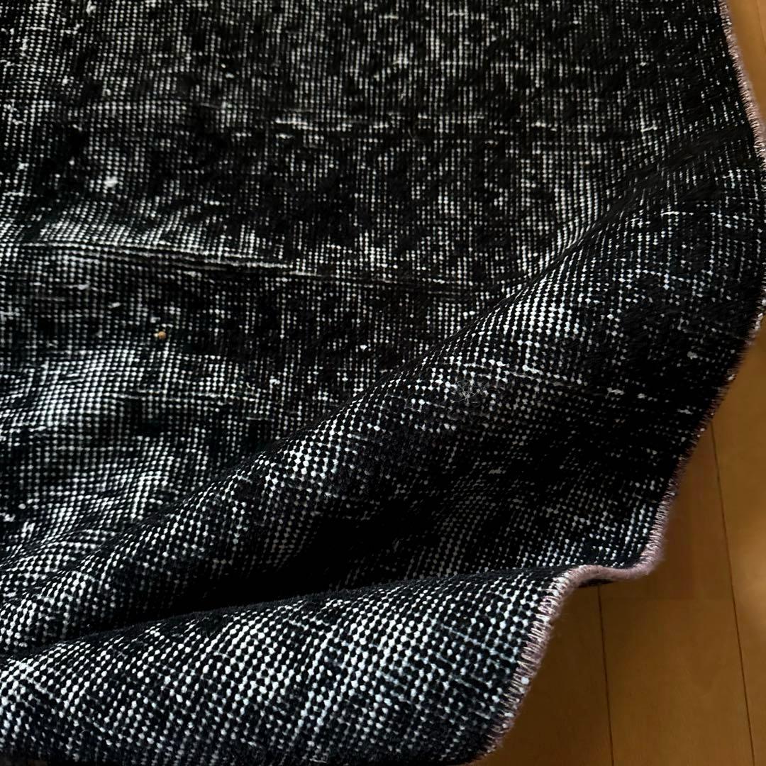 101-109×229 ブラックオーバーダイ　ワンカラー　トルコヴィンテージラグ