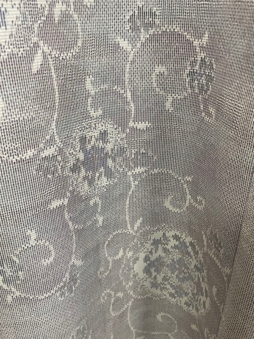 着物リメイク☆463白大島紬脇ギャザーワンピース／サイズL～LL