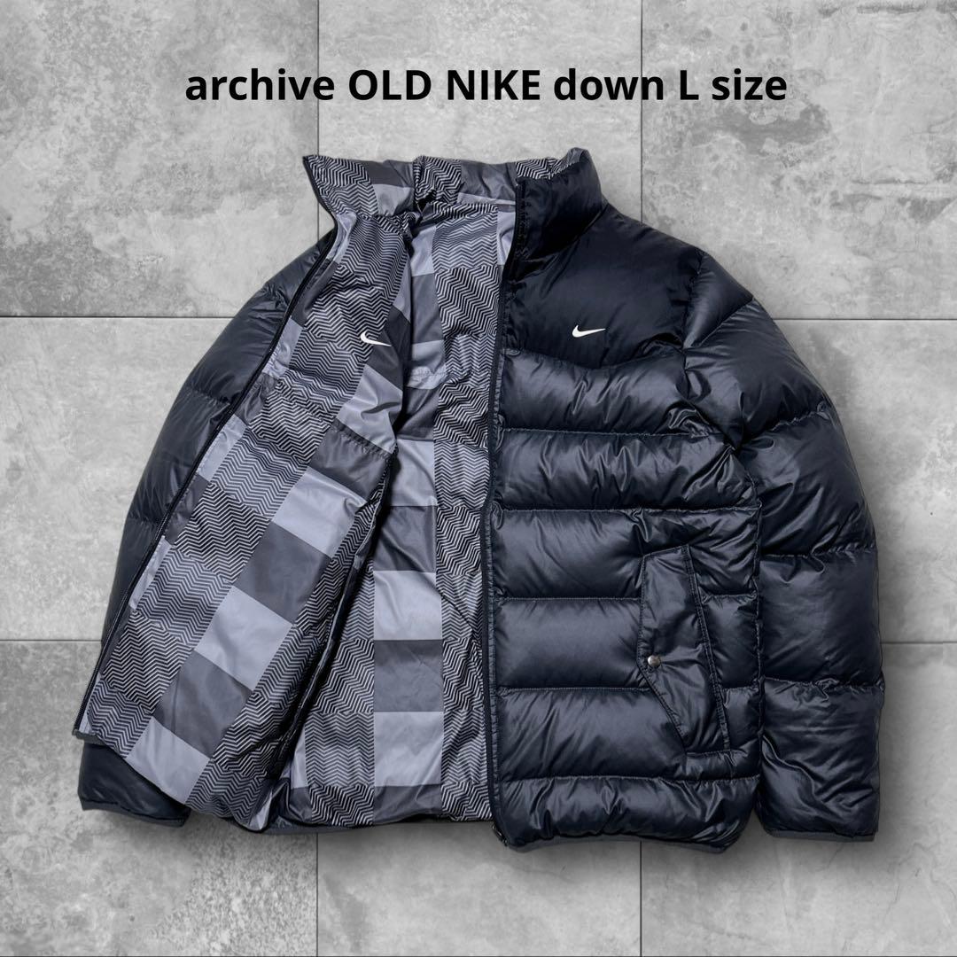 未使用級 OLD NIKE リバーシブル ダウンジャケット L ダークグレー 黒
