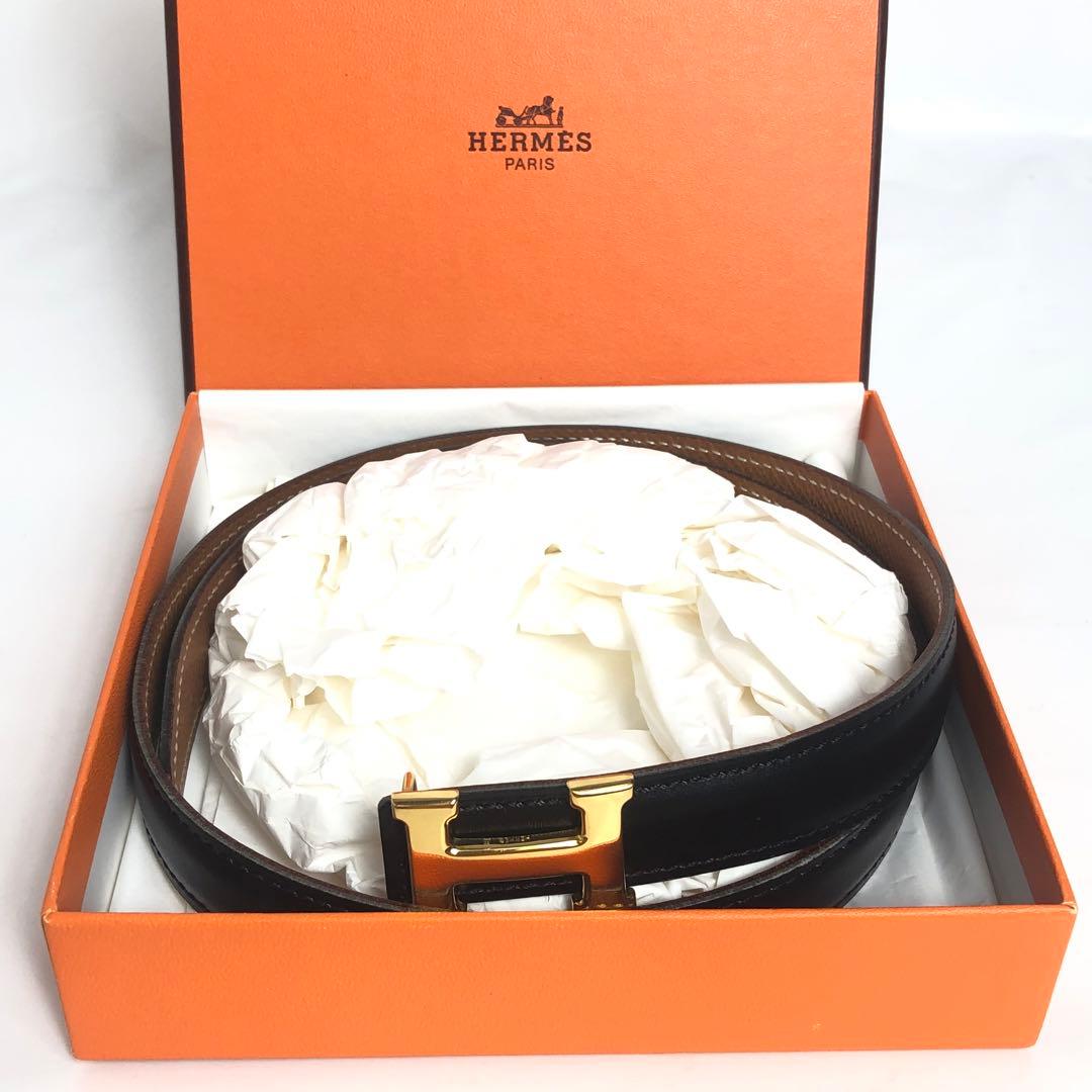HERMES エルメス コンスタンス Hベルト ブラック×ゴールド 黒 茶