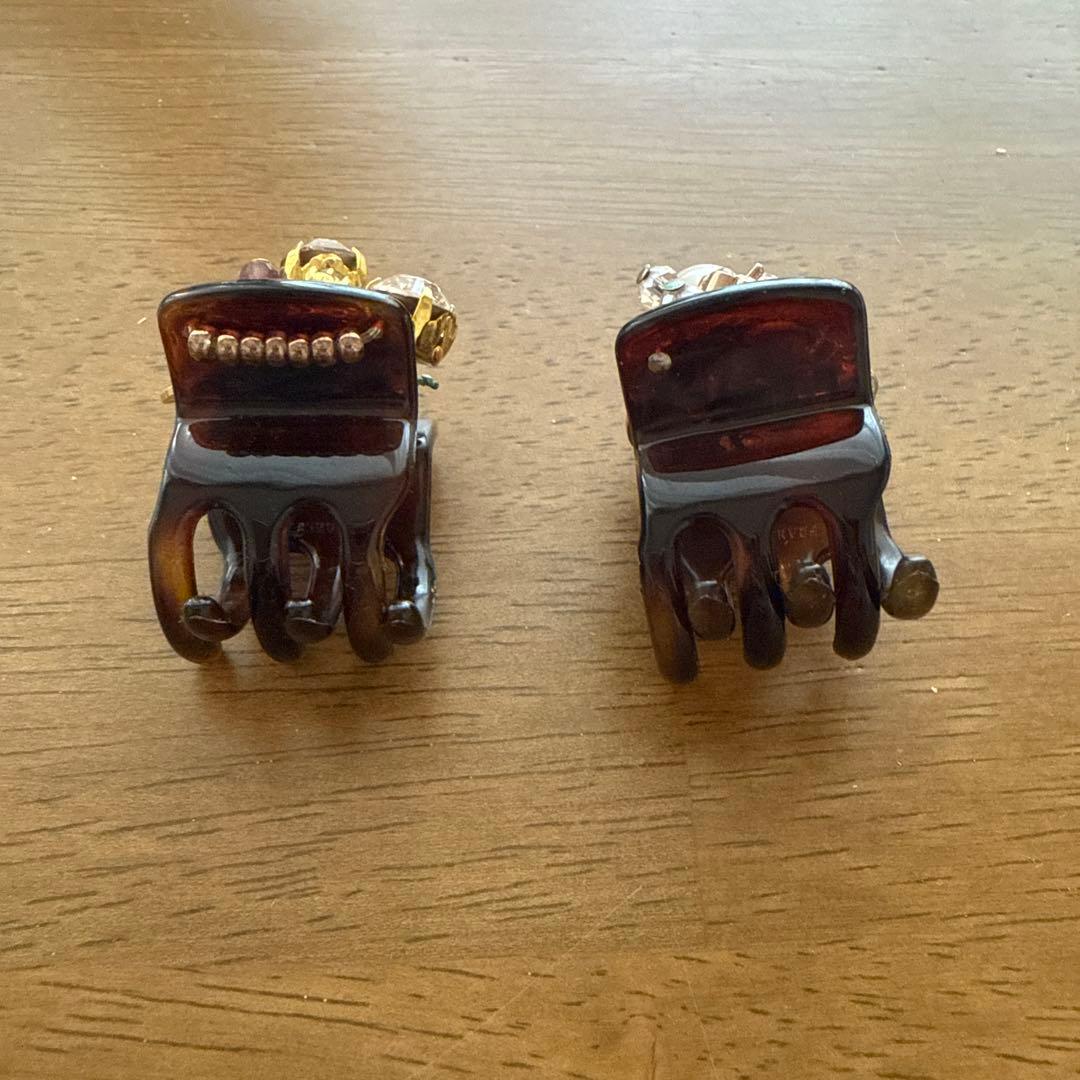 Reine Claudeレーヌクロード ヘアクリップ2個セット ビジュー＆パール