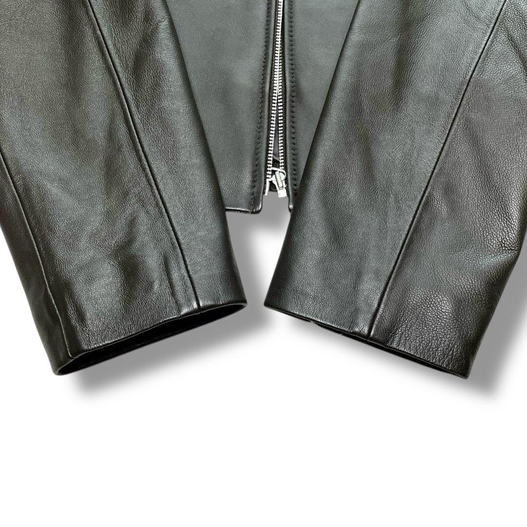 【極美品】好配色◎グレーレザー/羊革「ユナイテッドアローズ」ノーカラーライダース