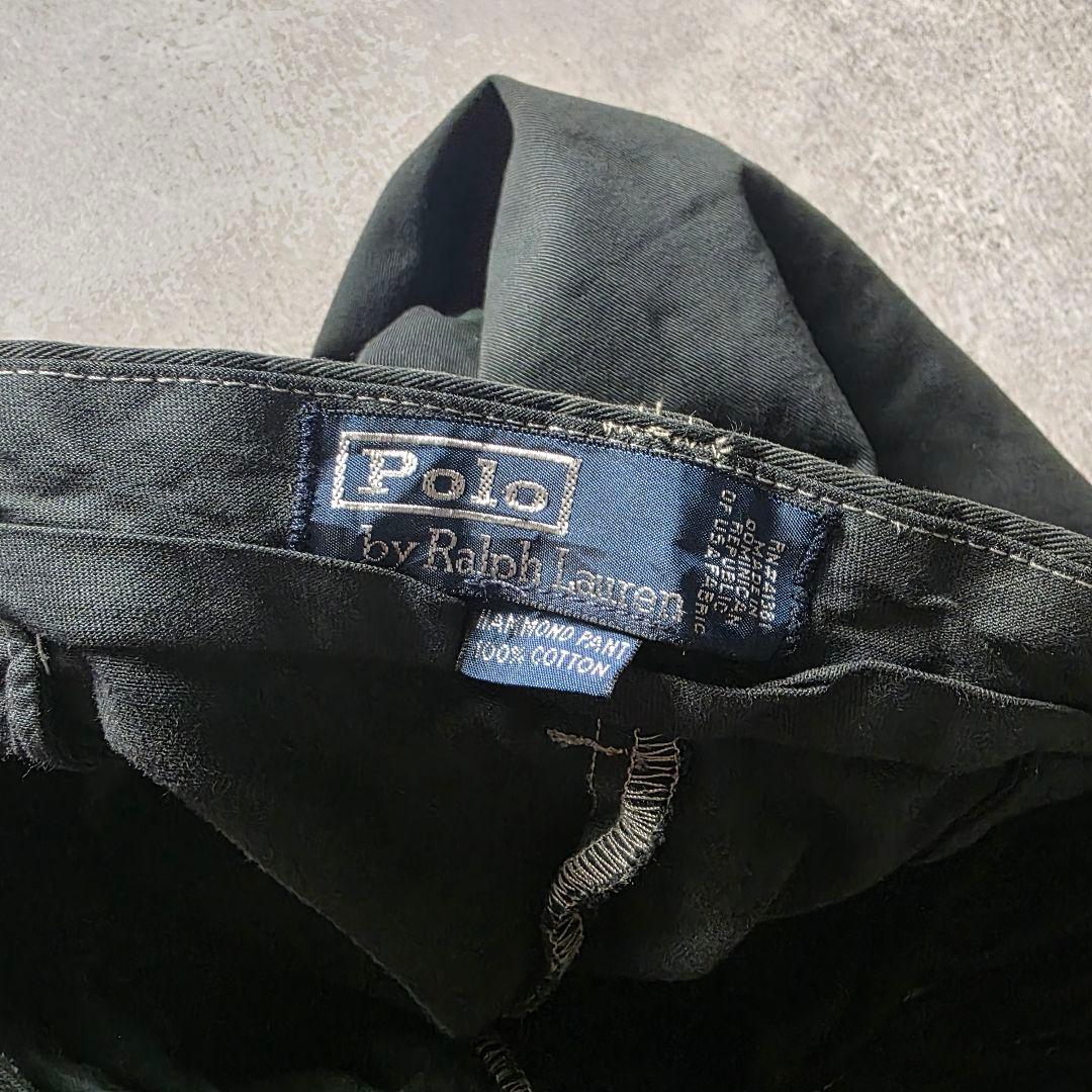 90sPolobyRalphLaurenポロチノ後染めツータックブラック黒34