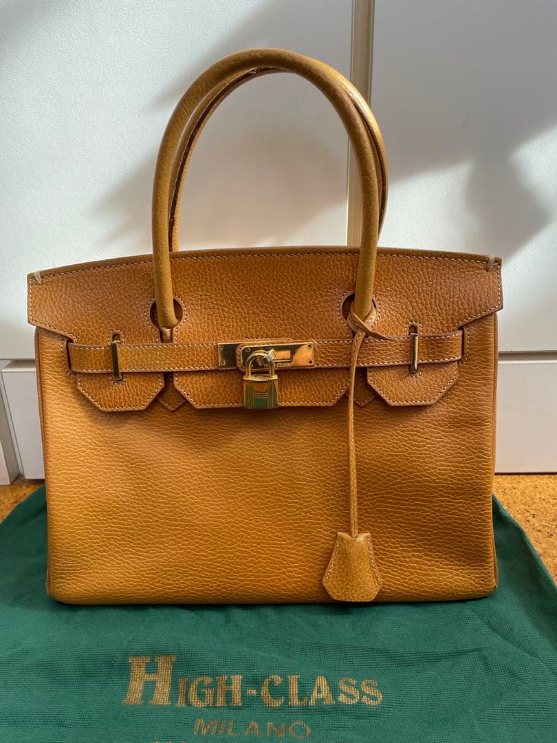 HIGH-CLASS ブラウンレザー ハンドバッグ