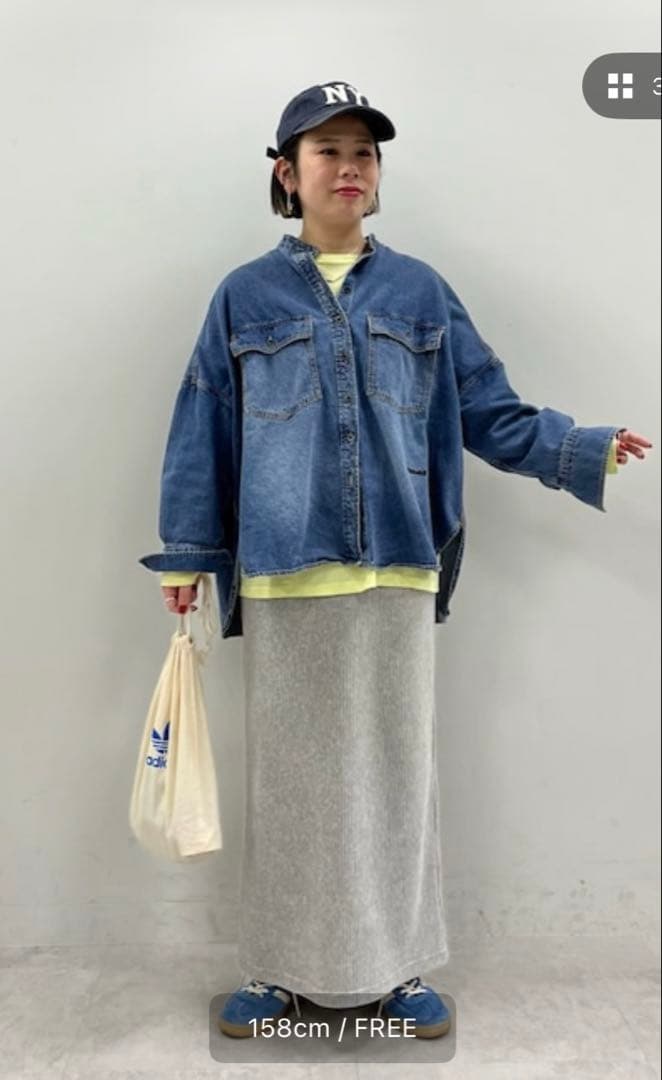 【新品】PUAL CE CINヴィンテージライクデニムバンドカラーシャツピュアル