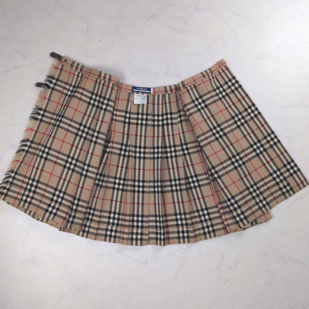 【美品✨】バーバリーブルーレーベル ミニスカート ノバチェック ベルト プリーツ