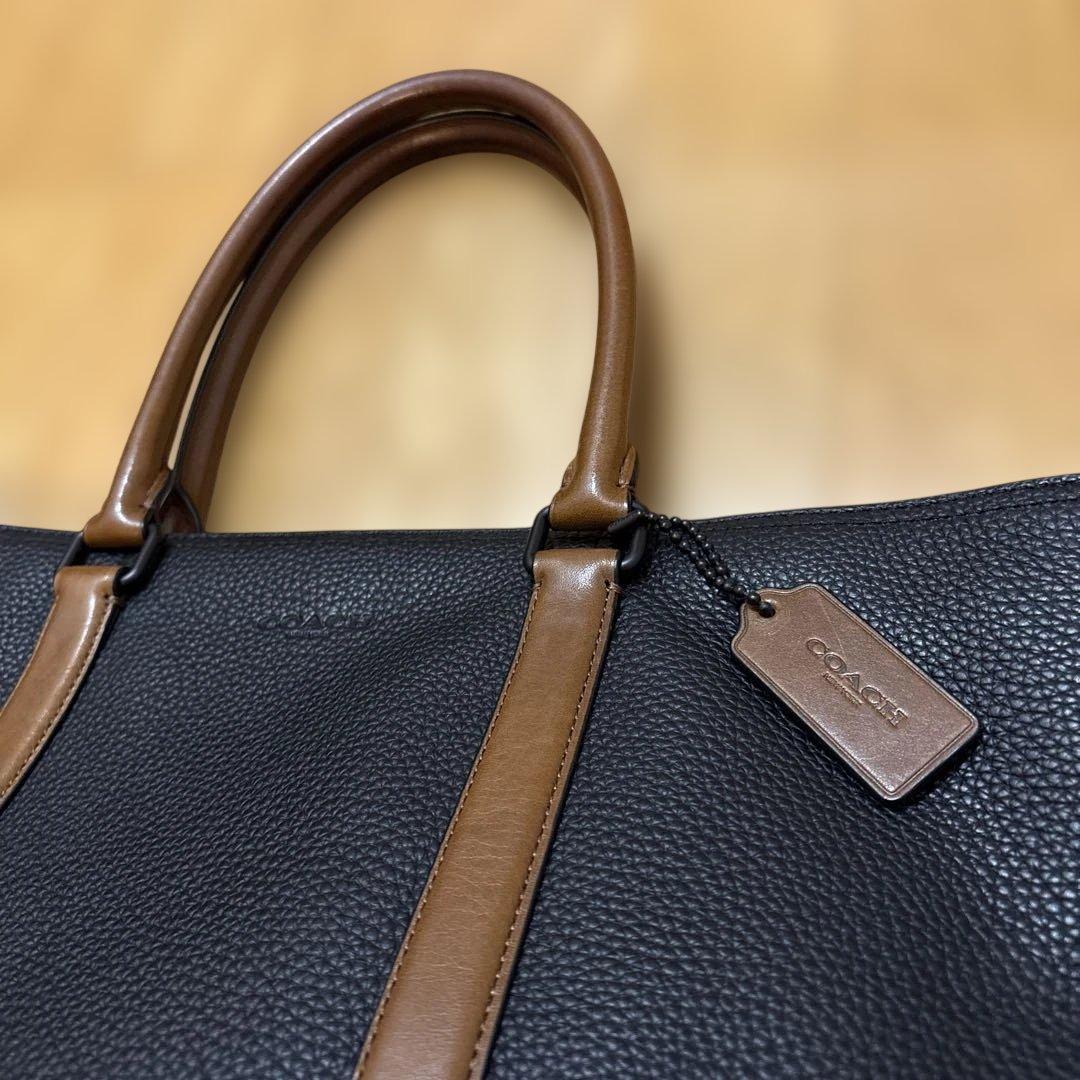 COACH 57773 黒茶　メトロポリタン　ビジネストートバッグ　ペブルレザー