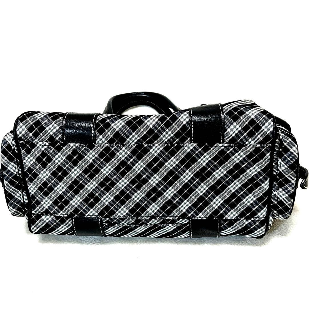 【極美品】バーバリーブルーレーベル　ミニボストンバッグ　マイクロチェック　黒