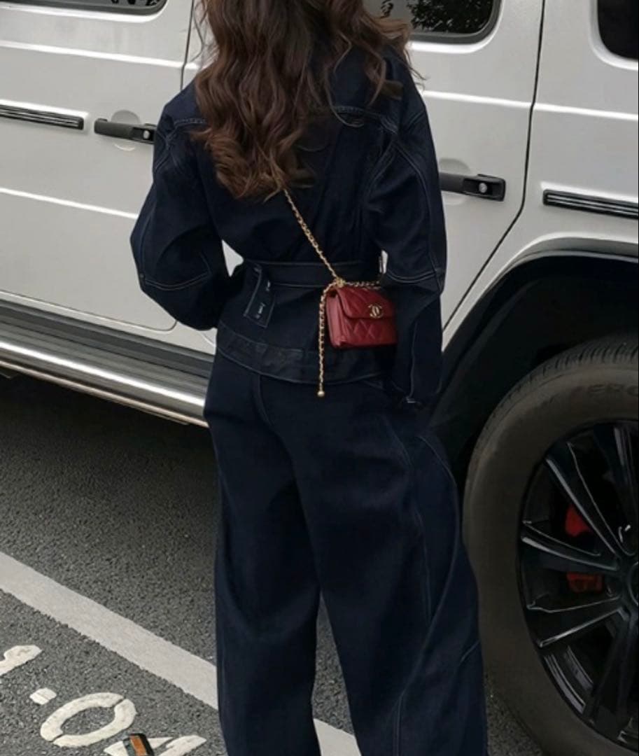 FAVORITO シングルブレストポケット付きデニム2点セットアップ