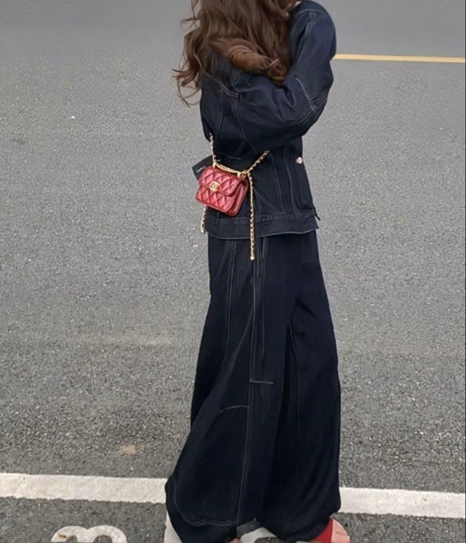 FAVORITO シングルブレストポケット付きデニム2点セットアップ