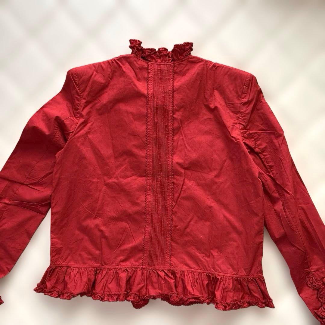 サブちゃん　新品INGEBORGインゲボルグ赤いフリル付き長袖ブラウス