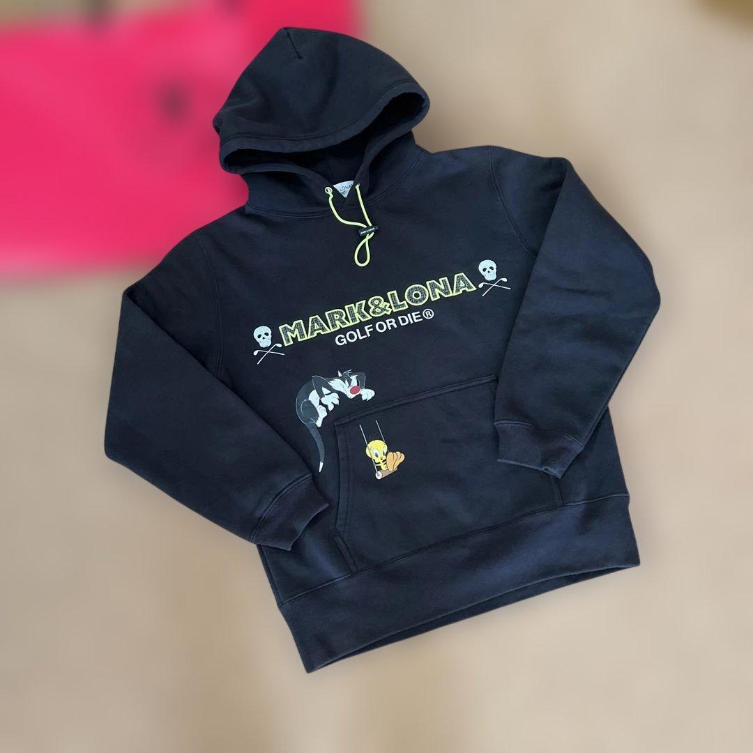 マーク＆ロナ　tweety フーディスウェット起毛　ブラック