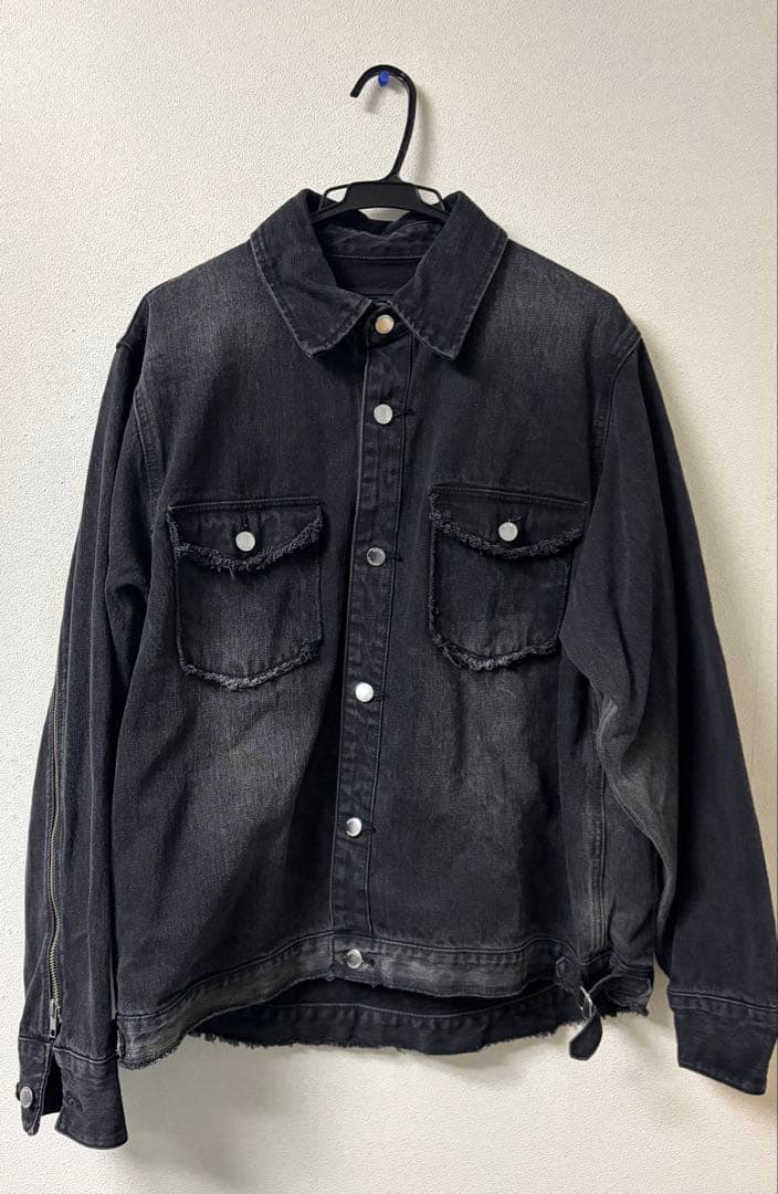 GRANCY】ジップデザイン デニムシャツSサイズ ブラック