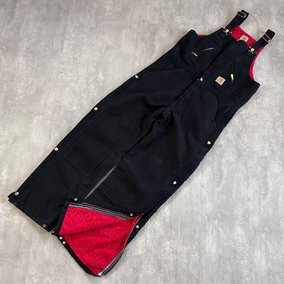 P275【裏地キルティング】【ダブルニー】カーハート オーバーオール 黒 ダック