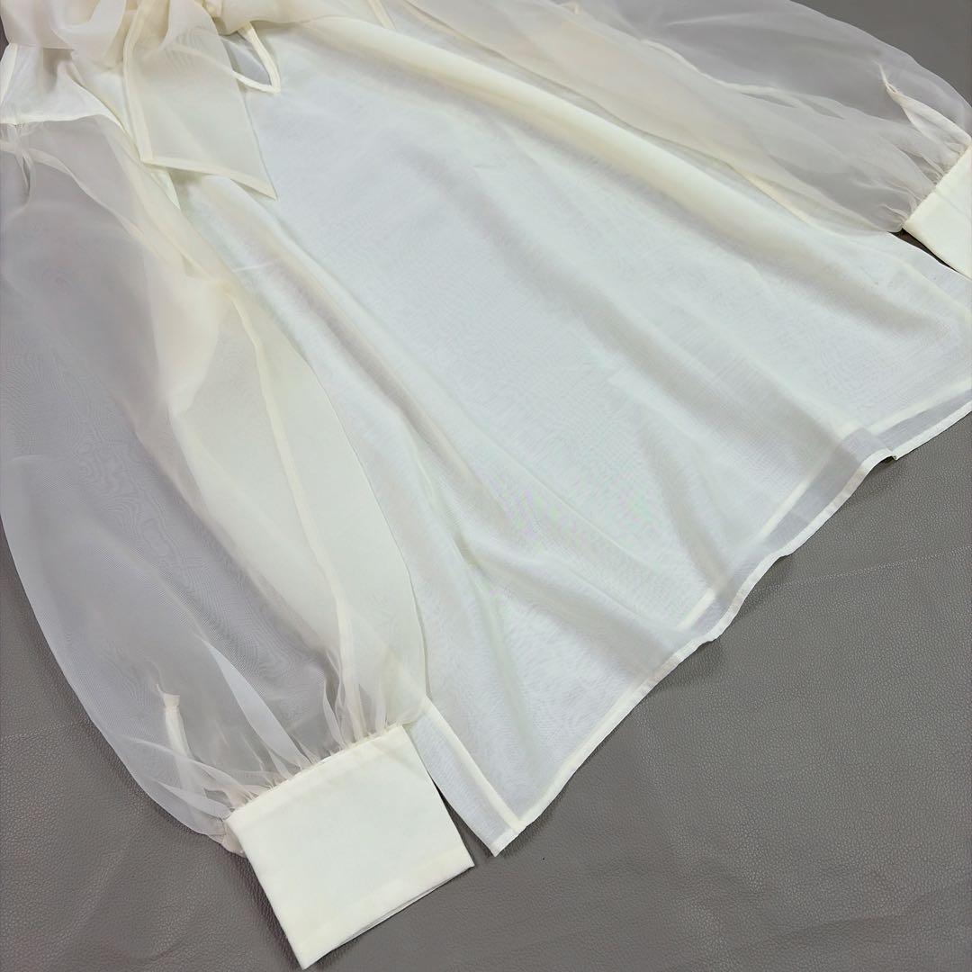 ユナイテッドアローズ ボウタイ シアー ブラウス 生成り　セレモニー　38