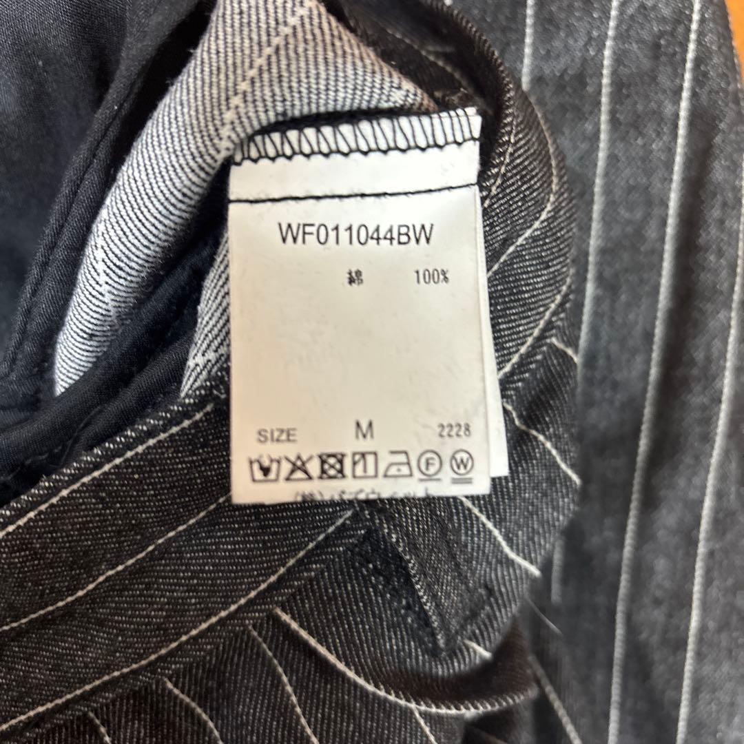 ダークグレー ストライプ ワイドパンツ Mサイズ