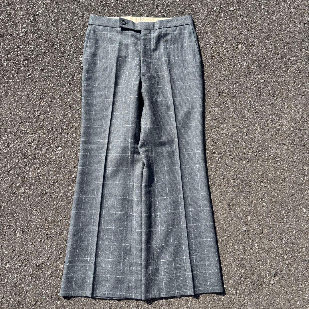 た*ん様 【極希少】70s ヴィンテージ 極太フレアスラックス Y-ZIP チェ