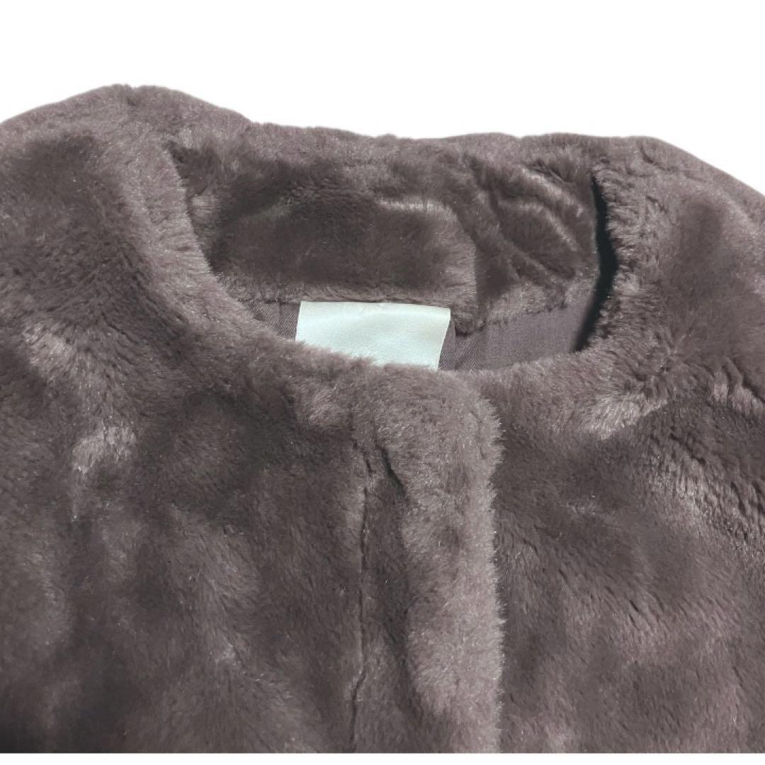 ウィムガゼット ノーカラー　エコファー　コート ボア ジャケット　ショートテディ