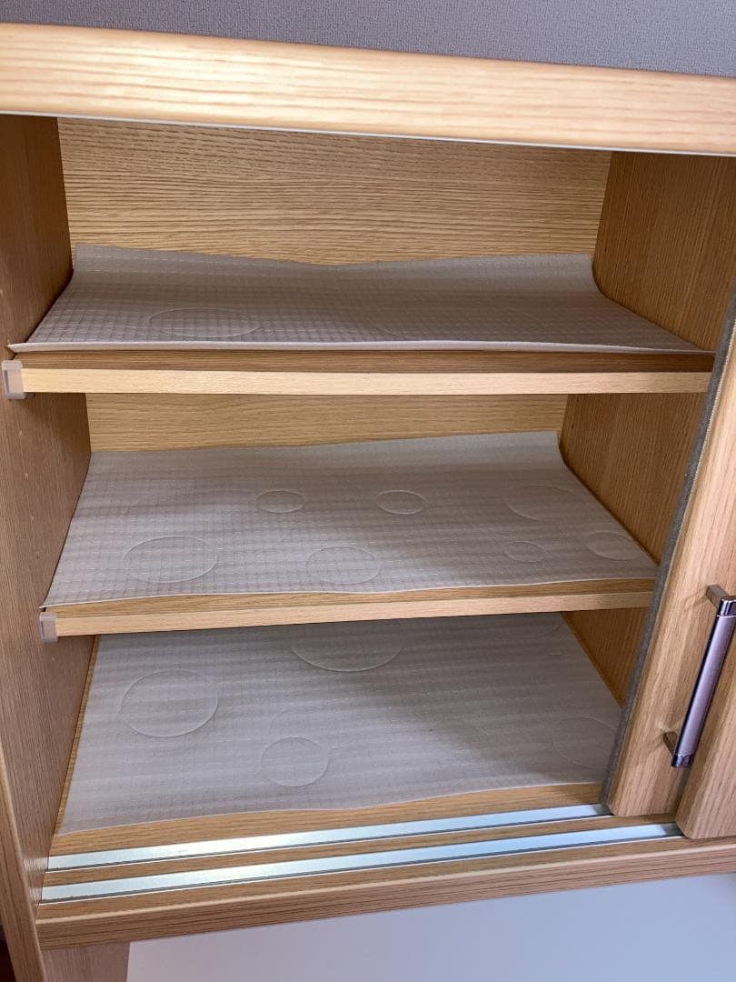 【ニトリ】食器棚 ナチュラル 幅105㎝　磨りガラス扉＆引き出し収納付き 美品