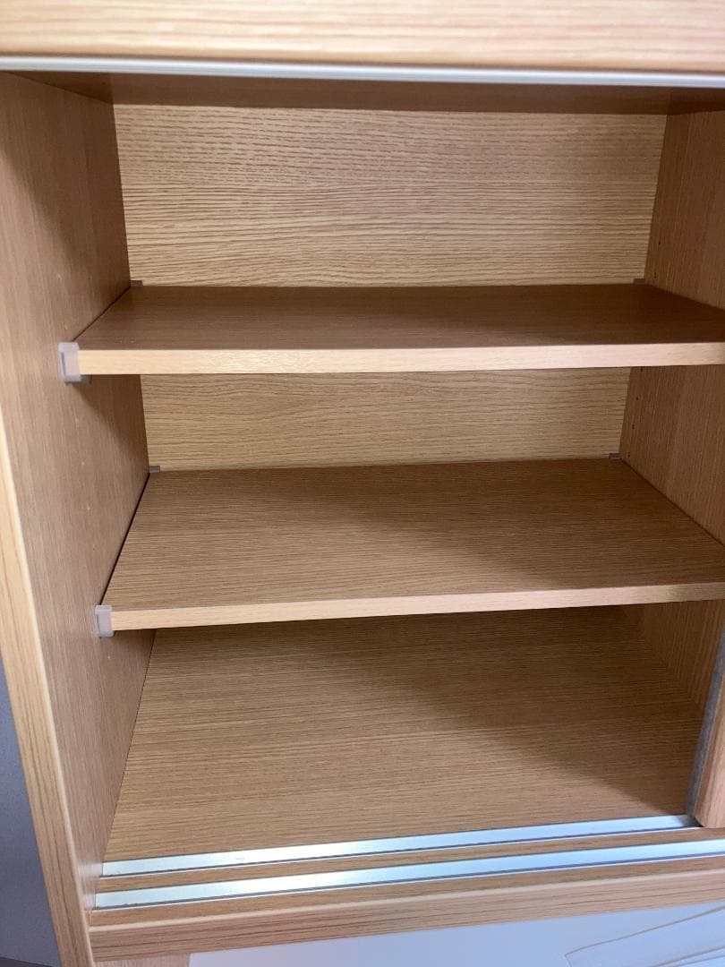 【ニトリ】食器棚 ナチュラル 幅105㎝　磨りガラス扉＆引き出し収納付き 美品