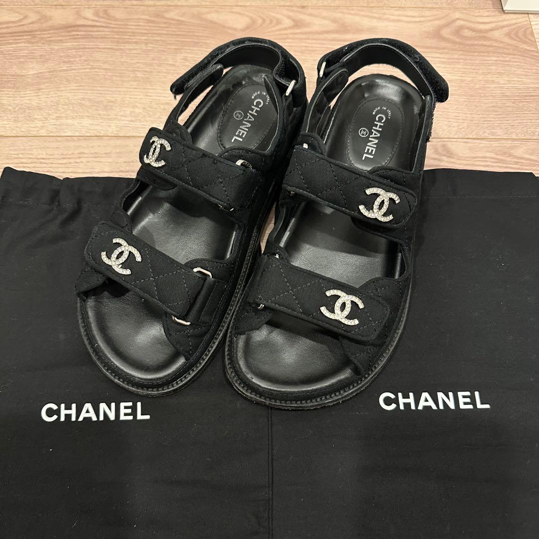 【あんしん鑑定付】 CHANEL フットベッドサンダル マトラッセ