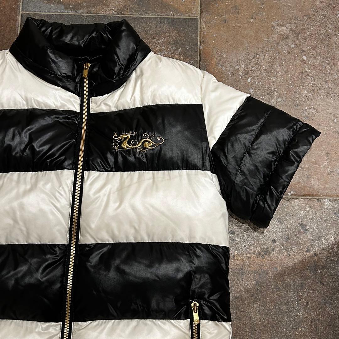 Dance With Dragon 4WAYダウンジャケット 白×黒 ボーダー