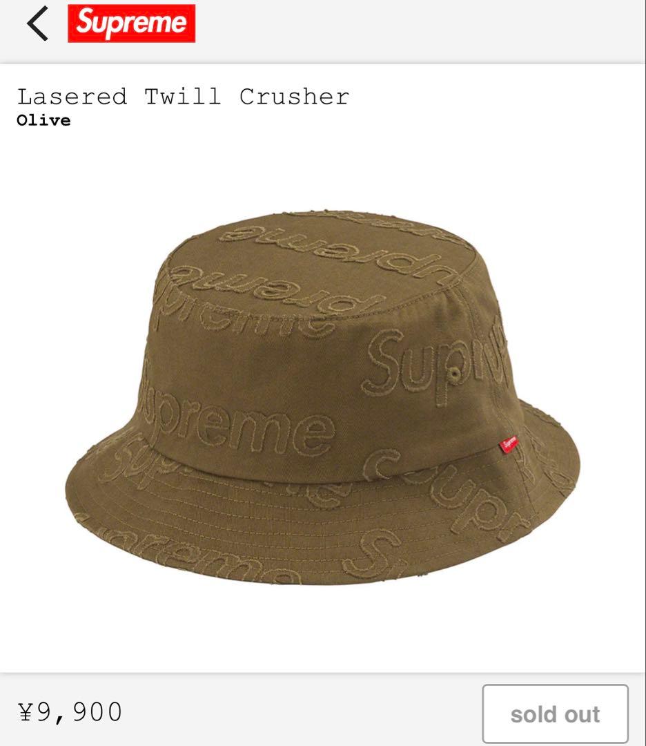帽子 supreme Lasered Twill Crusher