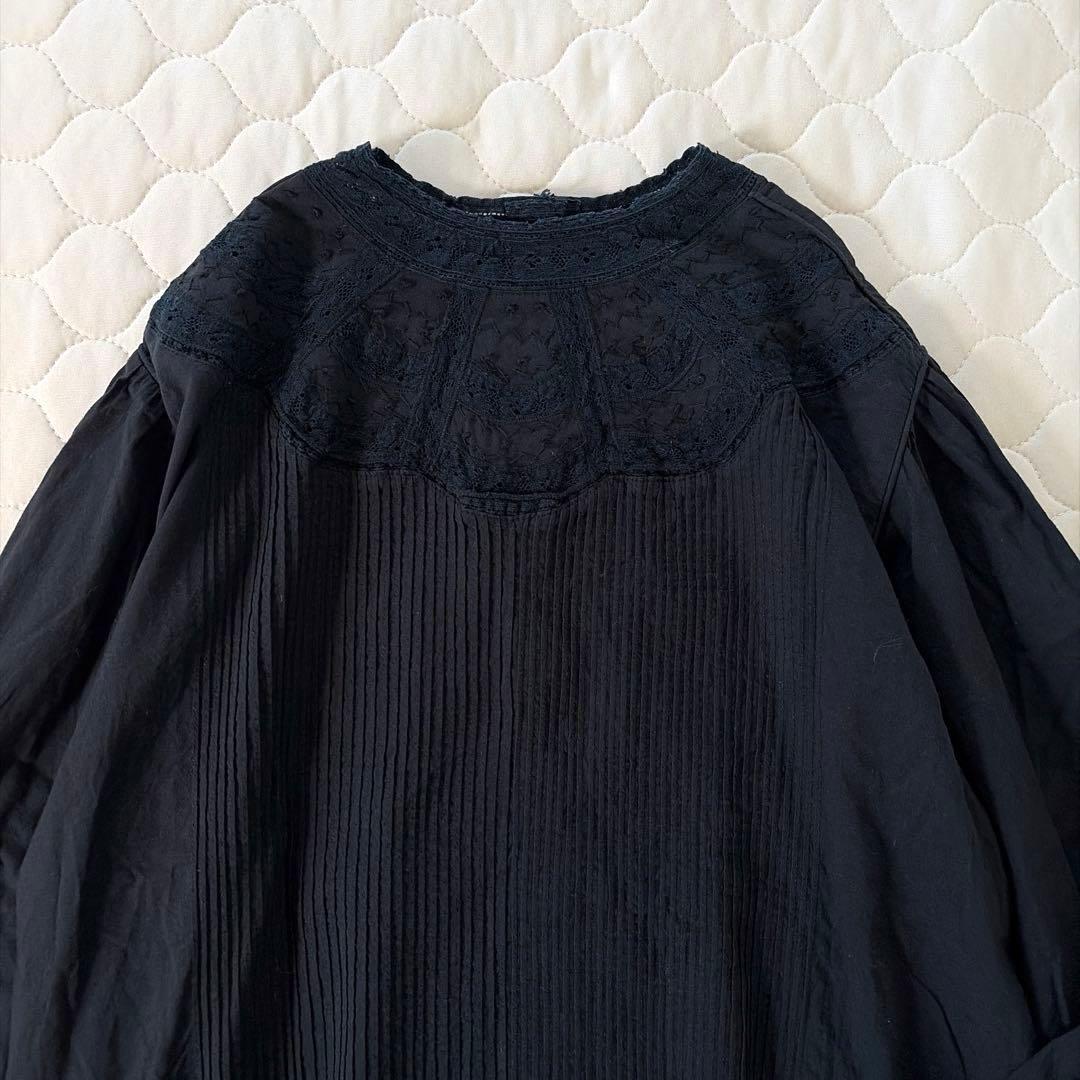 【24SS】BEARDSLEY リバーレースヨークブラウス　ブラック