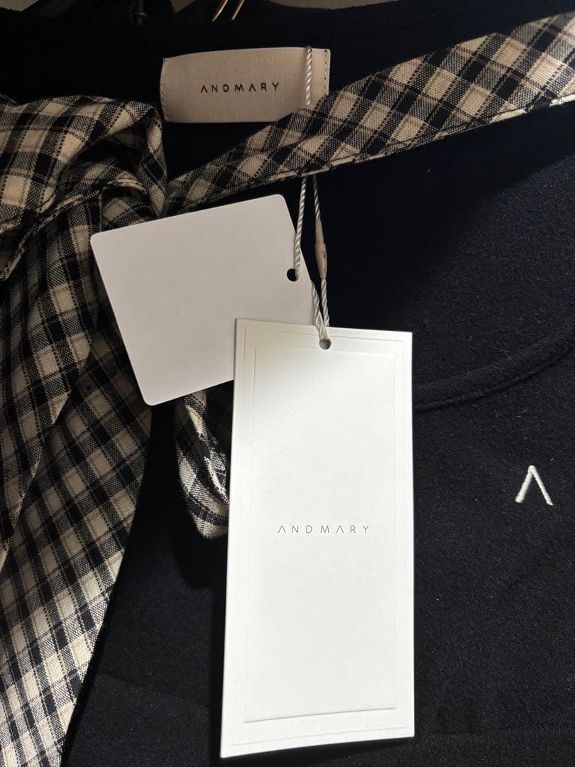トップス Ami ribbon check tops black andmary