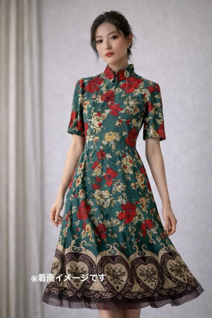 未使用級♡ヴィヴィアンタム マオカラー チャイナドレス フリル 花柄 XSサイズ