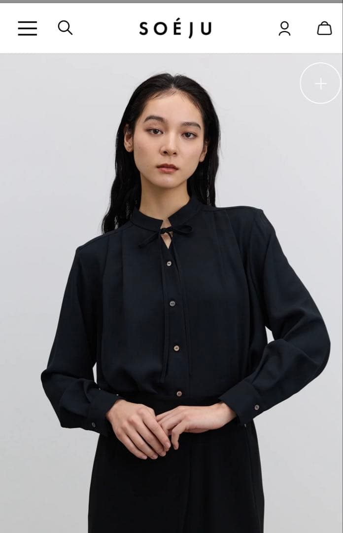 専用新品同様SOEJUエアリーリボンブラウス濃紺