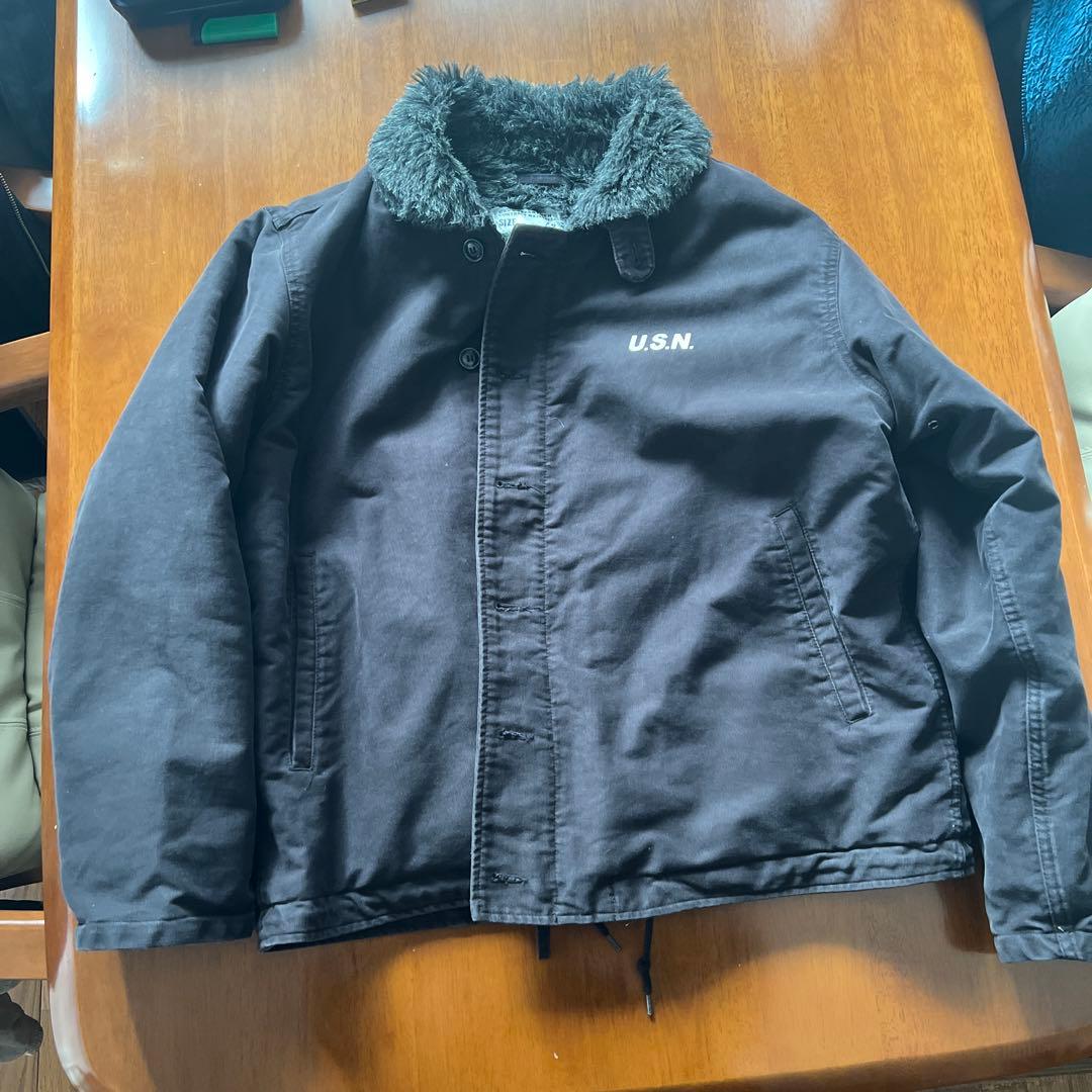 U.S.Nブラック ミリタリージャケット サイズ42 NAVY デッキジャケット