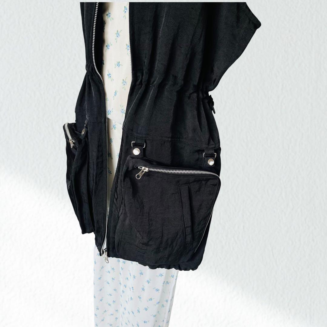 55000円 GVGV 黒 ジャンパースカート カーゴ ベスト ジャケット 36